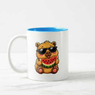 Caneca De Café Em Dois Tons Capivara Legal Melancia Verão