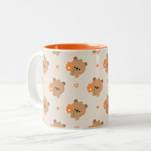 Caneca De Café Em Dois Tons Capivara Romântica Fofa
