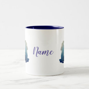 Caneca De Café Em Dois Tons Capricorn Watercolor Art Nome Personalizado