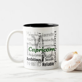Caneca De Café Em Dois Tons Capricórnio Zodiac - Astrologia Traços Colagem
