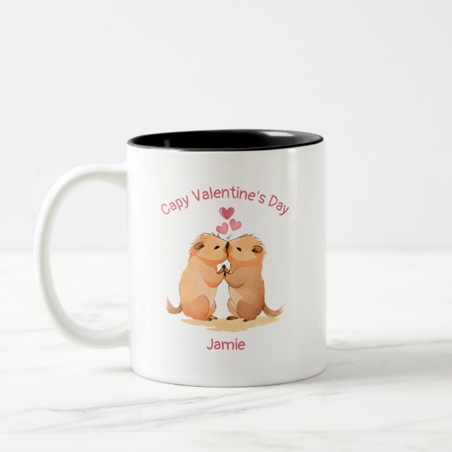 Caneca De Café Em Dois Tons Capy Dia de os namorados Capybara (Esquerda)