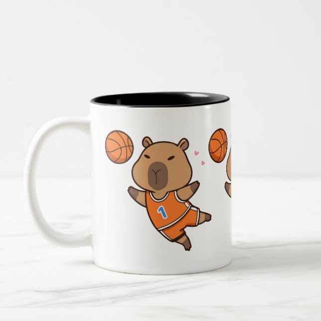 Caneca De Café Em Dois Tons Capybara Basbol Mug | Funny Sports Lover (Esquerda)