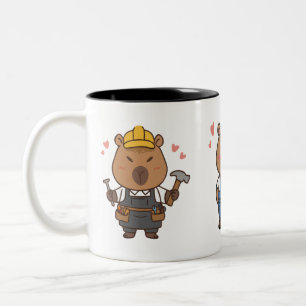 Caneca De Café Em Dois Tons Capybara Carpenter Mug   Café Engraçado
