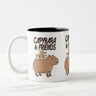 Caneca De Café Em Dois Tons Capybara e Friends Mug Café Bastante Animal
