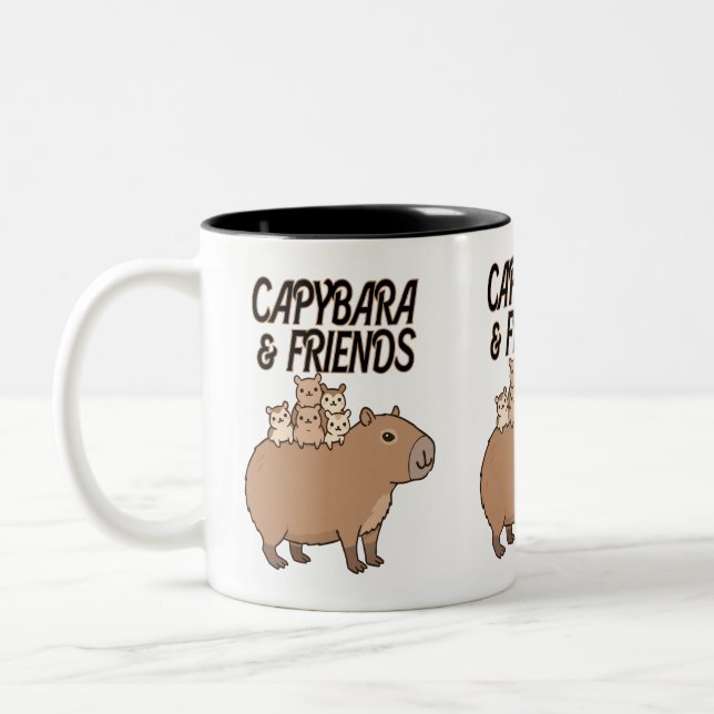 Caneca De Café Em Dois Tons Capybara e Friends Mug | Café Bastante Animal (Esquerda)