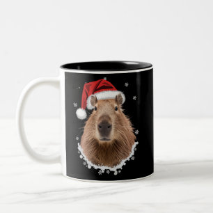 Caneca De Café Em Dois Tons Capybara Funny Christmas