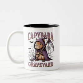 Caneca De Café Em Dois Tons Capybara Graveyard Halloween