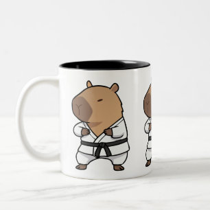 Caneca De Café Em Dois Tons Capybara Karate Mug Café de Artes Marciais Engra