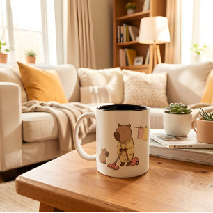 Caneca De Café Em Dois Tons Capybara Mãe Mug Bonita e Bonita Presente para C