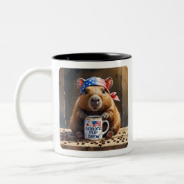 Caneca De Café Em Dois Tons Capybara-Merica Morning, Patriotic, Brening Art