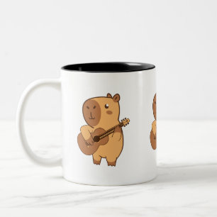 Caneca De Café Em Dois Tons Capybara Music Mug   Lover de Música Animal