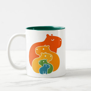 Caneca De Café Em Dois Tons Capybaras arco-íris