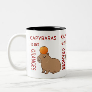 Caneca De Café Em Dois Tons Capybaras Comem Mug De Laranjas   Bela e Engraçada