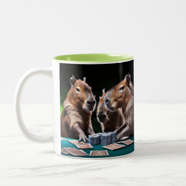 Caneca De Café Em Dois Tons Capybaras Gambling (Esquerda)
