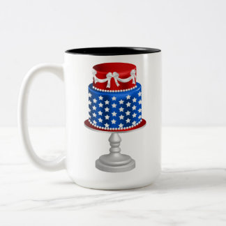 CANECA DE CAFÉ EM DOIS TONS CAQUES AZUIS BRANCOS VERMELHOS PATRIÓTICOS