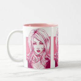 Caneca De Café Em Dois Tons Cara bonito da menina - rosa