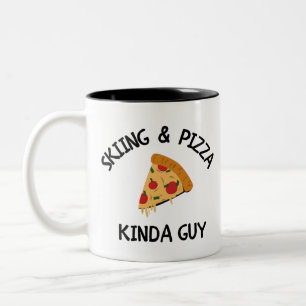 Caneca De Café Em Dois Tons cara de esqui e pizza