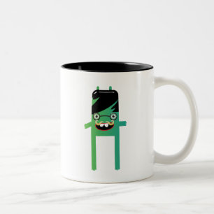 Caneca De Café Em Dois Tons cara de monstro geek bobo