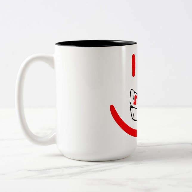 Caneca De Café Em Dois Tons cara de sorriso (Esquerda)