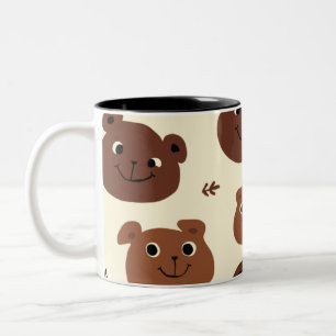 Caneca De Café Em Dois Tons Cara de urso engraçado