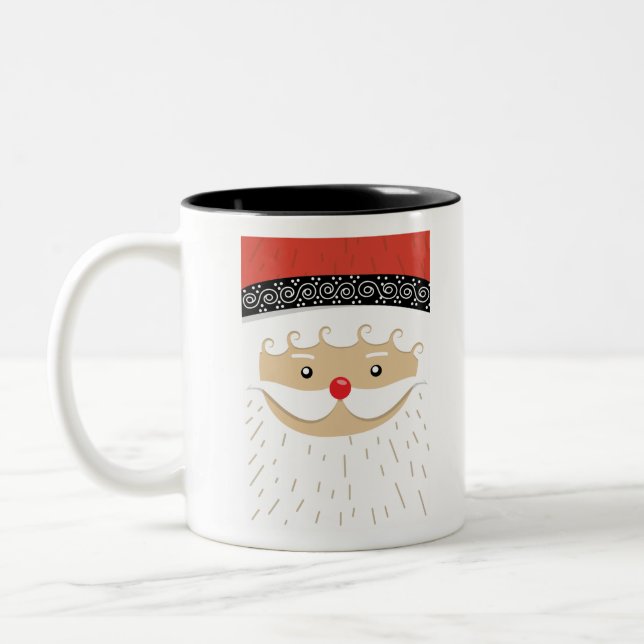Caneca De Café Em Dois Tons cara do Papai Noel (Esquerda)