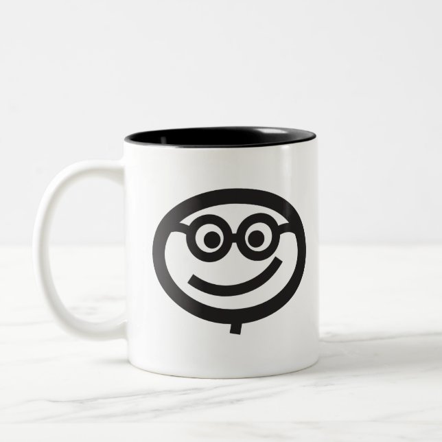 Caneca De Café Em Dois Tons Cara feliz com vidros (Esquerda)