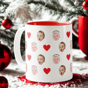 Caneca De Café Em Dois Tons Cara Mug, Foto Personalizada, Presente De Bebê