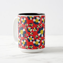 Caneca De Café Em Dois Tons Cara Sorridente Patriota Retro