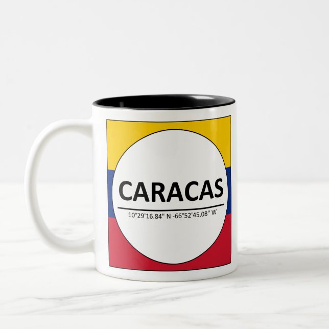 Caneca De Café Em Dois Tons Caracas coordena bandeira venezuelana (Esquerda)