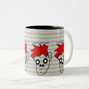 Caneca De Café Em Dois Tons Caractere de Cabelo Vermelho: Bold & Quirky