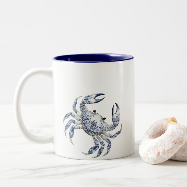 Caneca De Café Em Dois Tons Caranguejo Azul (Com Donut)