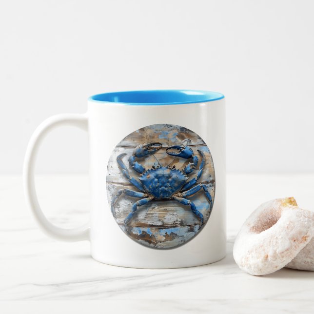 Caneca De Café Em Dois Tons Caranguejo Azul (Com Donut)