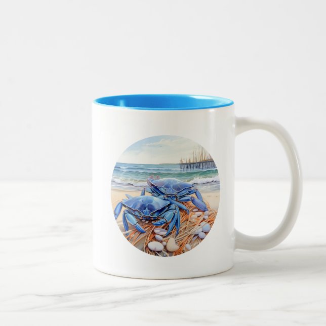 Caneca De Café Em Dois Tons Caranguejo Azul (Direita)