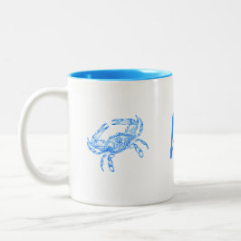 Caneca De Café Em Dois Tons Caranguejo azul-safra-monograma