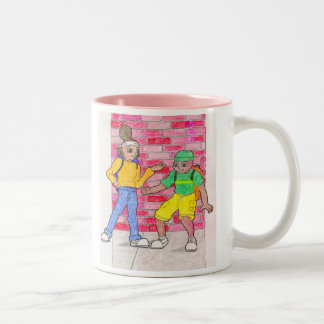 Caneca De Café Em Dois Tons Caráteres urbanos da galeria de arte do anime