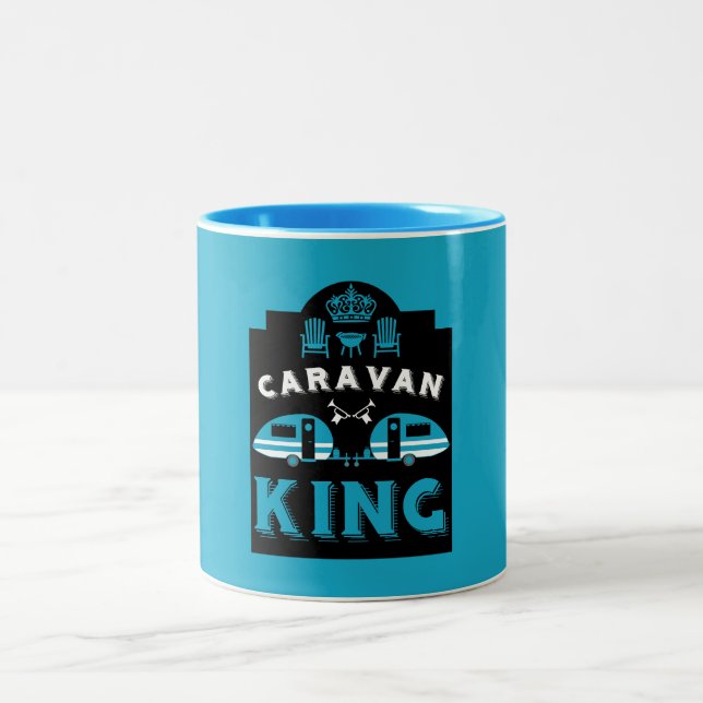 Caneca De Café Em Dois Tons Caravan King Presente Para Campers (Centro)