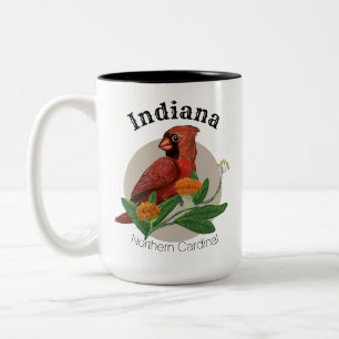 Caneca De Café Em Dois Tons Cardeais do norte de Indiana com plantas nativas