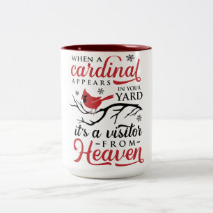 Caneca De Café Em Dois Tons cardeal aparece