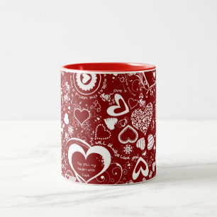 Caneca De Café Em Dois Tons Cardíaco Doodles Café Mug