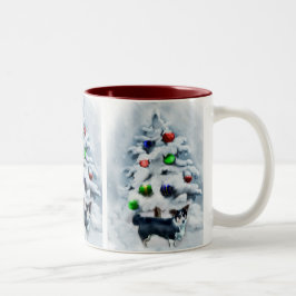 Caneca De Café Em Dois Tons Cardigan Welsh Corgi Natal