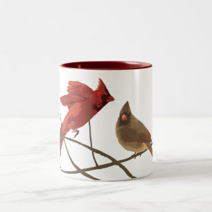 Caneca De Café Em Dois Tons Cardinhos Vermelhos Festivos