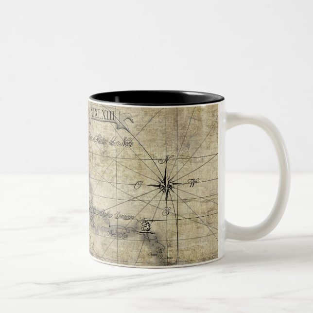 Caneca De Café Em Dois Tons Caribe - mapa antigo (Direita)