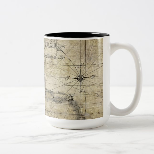 Caneca De Café Em Dois Tons Caribe - mapa antigo (Direita)