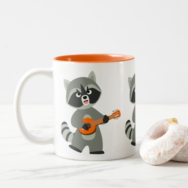 Caneca De Café Em Dois Tons Caricatura Básica Em Banjo (Com Donut)