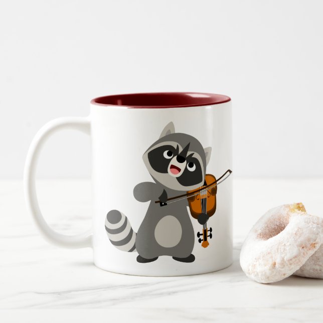 Caneca De Café Em Dois Tons Caricatura Bonita De Violino (Com Donut)