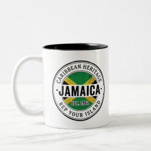 Caneca De Café Em Dois Tons Carimbo de Passaporte da Jamaica Patrimônio Cari