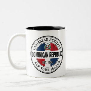 Caneca De Café Em Dois Tons Carimbo de Passaporte Dominicano Patrimônio Cari