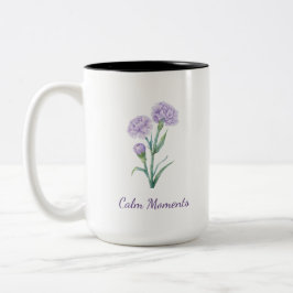 Caneca De Café Em Dois Tons Carnation Lavanda Aquarela Botânica Nome Personali