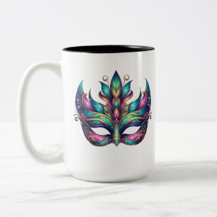 Caneca De Café Em Dois Tons carnaval de máscara Mardi Gras