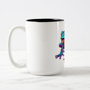 Caneca De Café Em Dois Tons Carnaval de Sapo de Olho de Neon